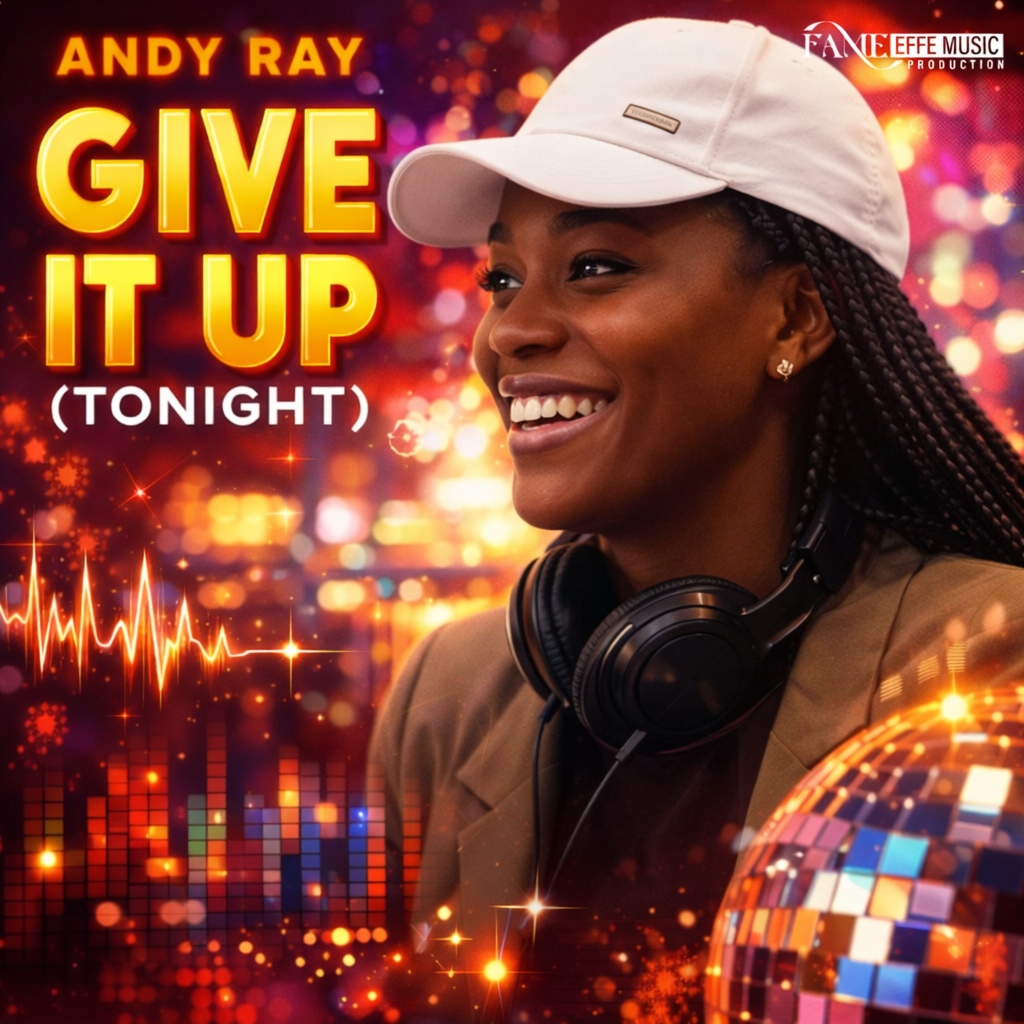 Cover artwork for "Give It Up (Tonight)" by Andy Ray, an energetic funk and disco-inspired single produced by FAME – ROSI for EFFEMUSICPROD.